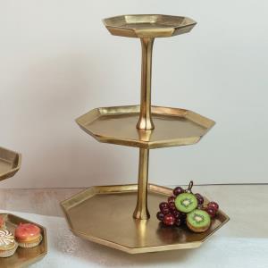 Gilded 3-Tiered Octagon Stand