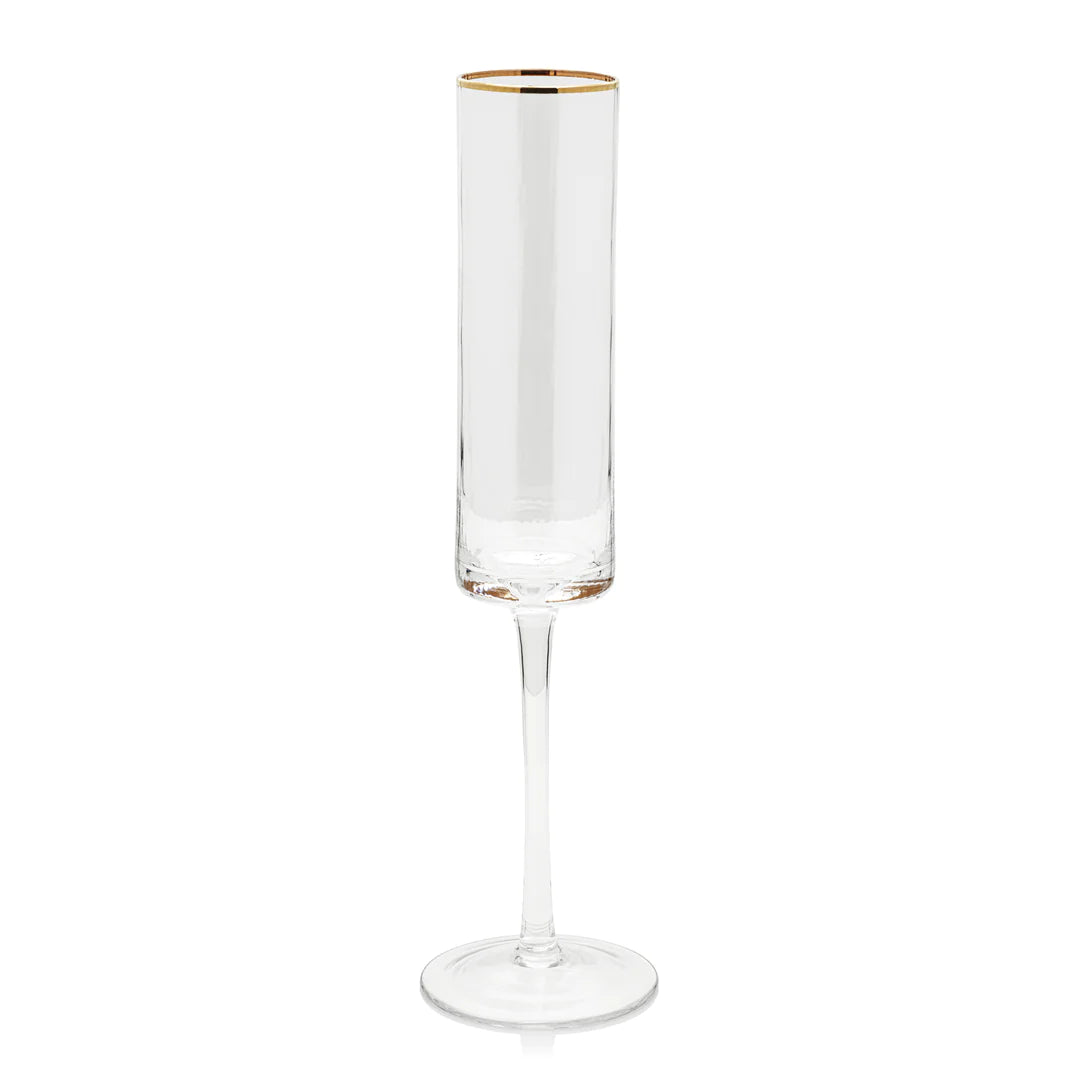 Optic Champagne Flute with a Gold Rim