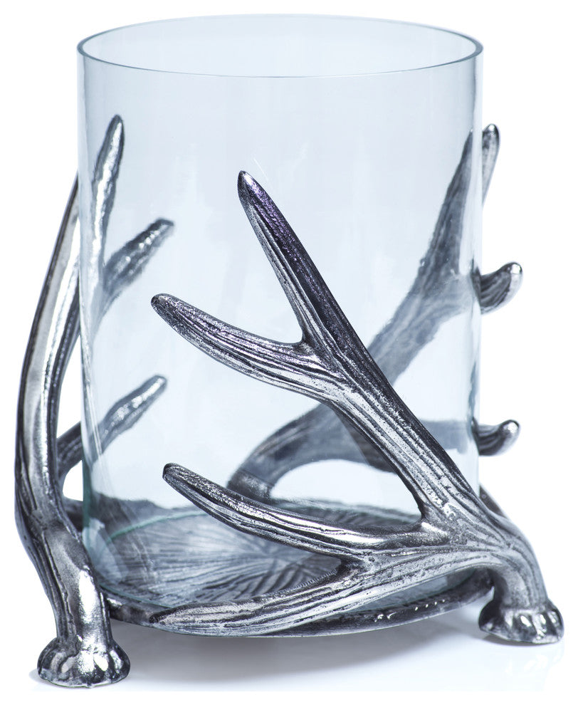 Antler Metal and Glass Candle Holder