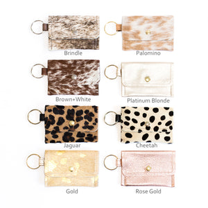 Cowhide & Leather Keychain Wallet