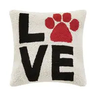 Love Paw Print Hooked Pillow