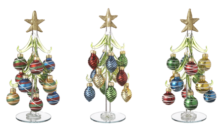 Glass Tree with Mini Ornaments