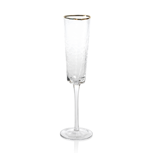Triangular Champagne Flutes Clear With Gold Rim