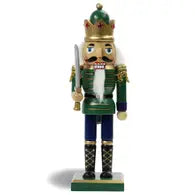 Traditional King Nutcracker Green and Bejeweled Crown