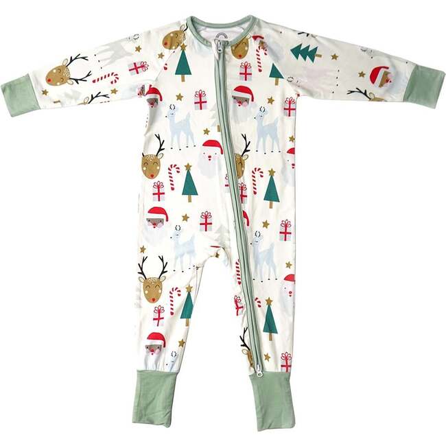 Santa and Friends Bamboo Baby Convertible Footie Romper Pajama