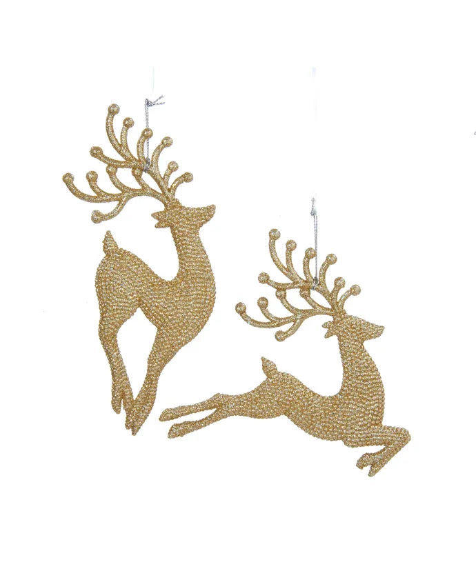 Champagne Gold Diamond Reindeer Acrylic Ornaments